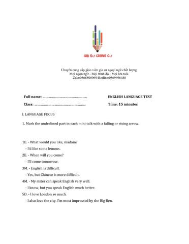 Lớp 9 - Unit 10 SPACE TRAVEL-LANGUAGE FOCUS -