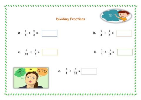 Dividing Fractions -  Practice
