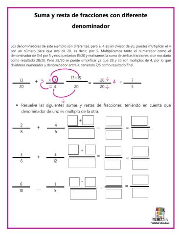 Suma y Resta de Fracciones