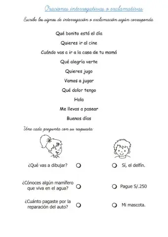 Oraciones interrogativas y exclamativas