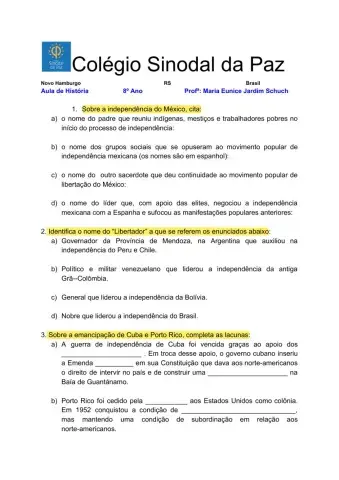 Independências na América Espanhola