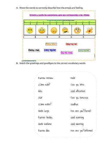 Greetings and Como Estas Bellwork