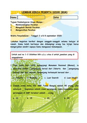 LKPD Perbandingan Pecahan