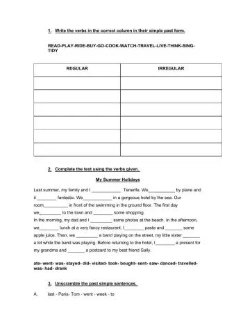 Live worksheet- simple past