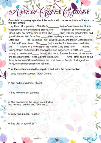 Anne of Green Gables - past simple