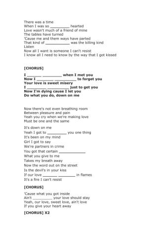 Crying Aerosmith song worksheet