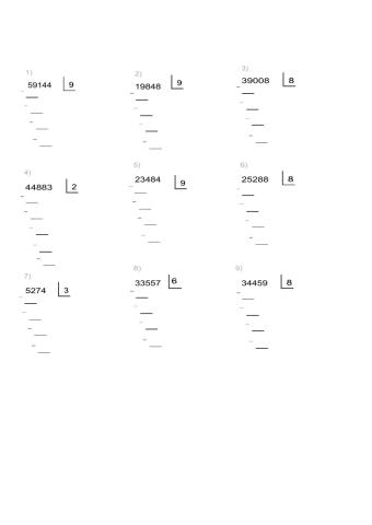 Divisiones por 1 cifra con resta