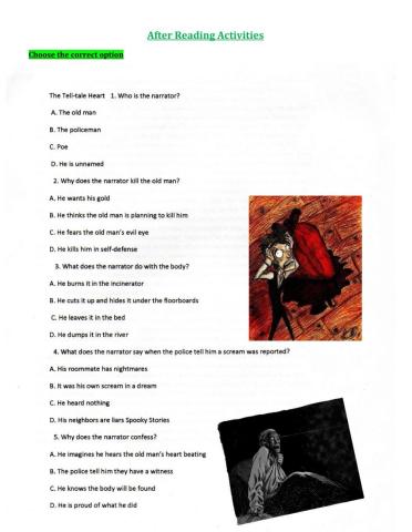 The Tell-Tale Heart. Multiple choice and True or False
