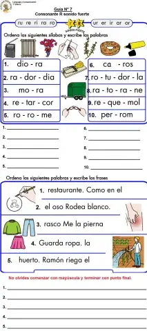 Guía N°7 -Consonante R sonido fuerte-