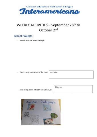 Weekly activities - Preparatory - Week 18