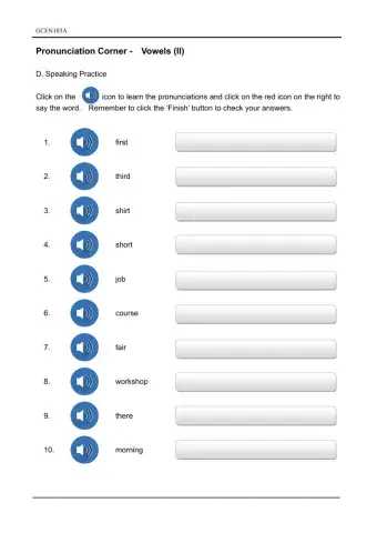 Pronunciation Corner:  Vowels (II)