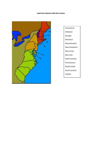 Label the Colonies with their names