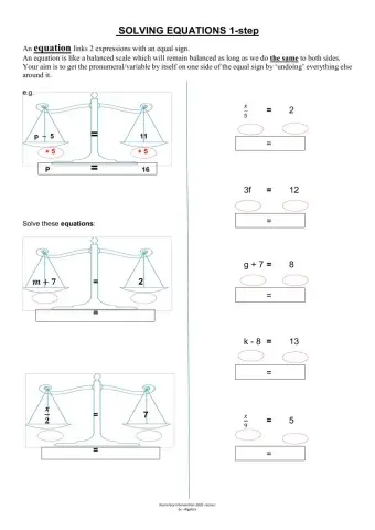 Solving Equations 1 step