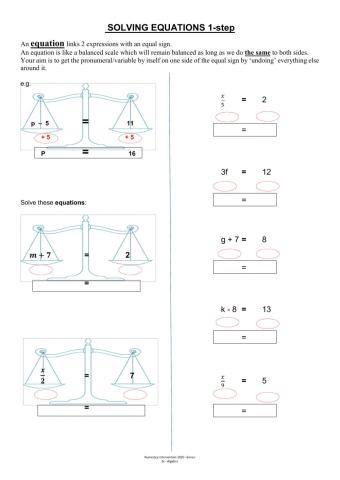 Solving Equations 1 step