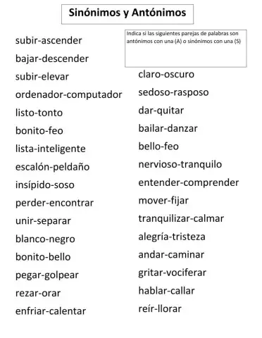 Sinónimos y Antónimos