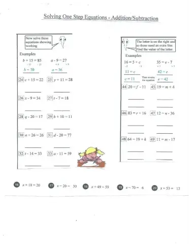 Solving 1 step equations