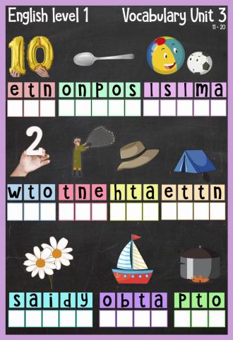 Vocabulary Unit 3 (11-20) unscramble