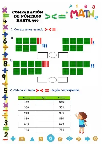 Comparación de números hasta 999