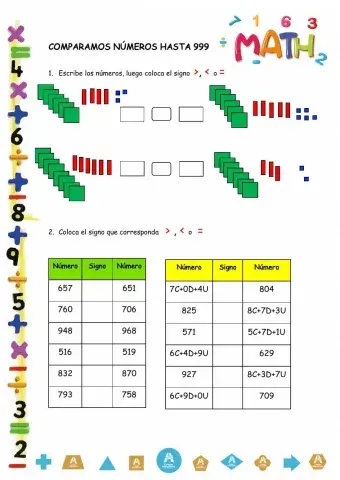 Comparación de números hasta 999