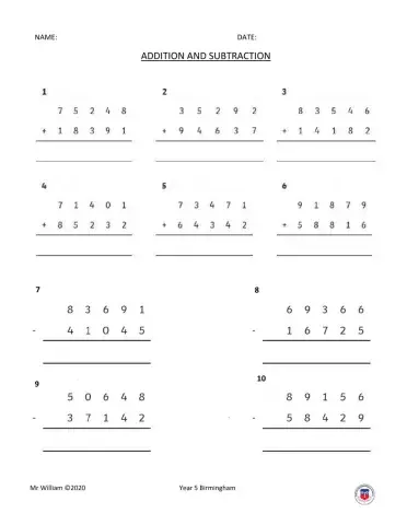 Addition and Subtraction