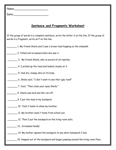 Sentence and Fragments Advance