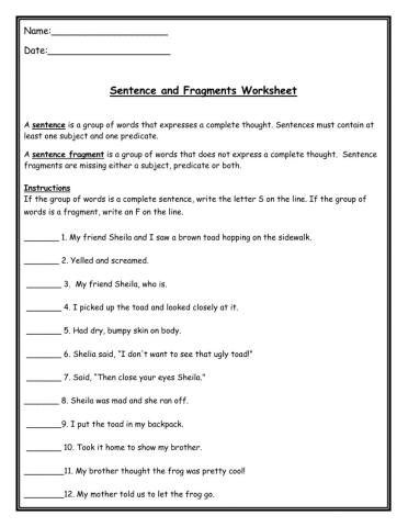 Sentence and Fragments On Level