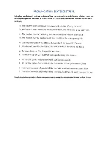 Pronunciation. Sentence stress