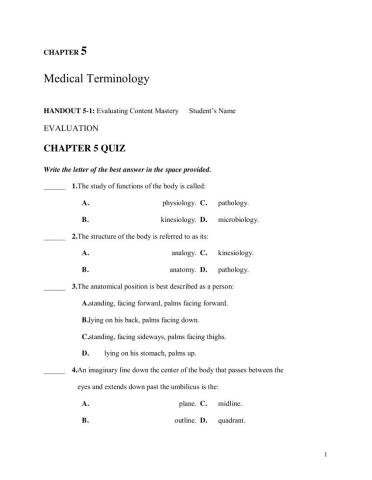 EMT Chapter 4 Medical Terminology