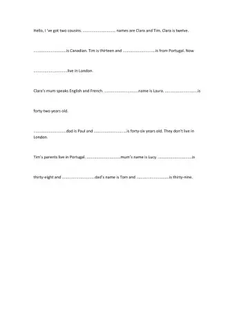 Family with possessive adjectives and personal pronouns