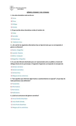 Cuestionario género literario no literario