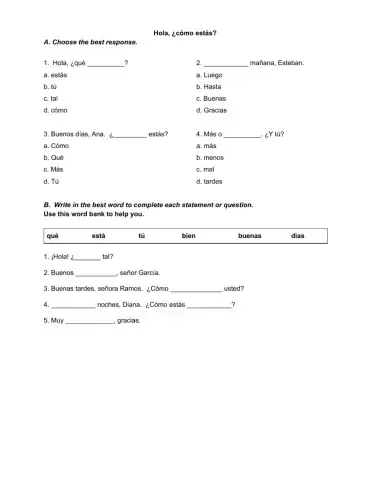 Calentamiento: saludos y despedidas