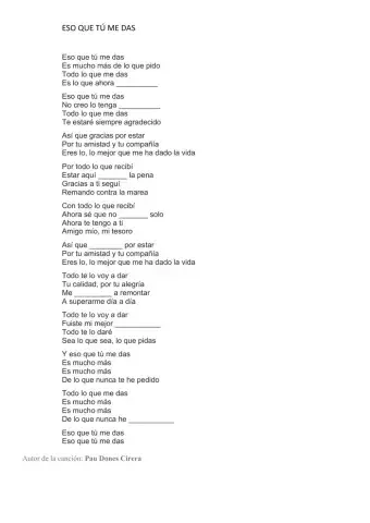 Canción Eso que tú me das