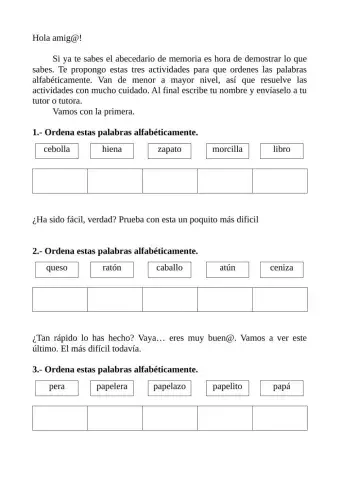 Ordena alfabéticamente