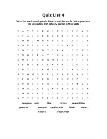Quiz list 4
