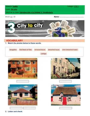 Class 26: CITY TO CITY - Vocabulary