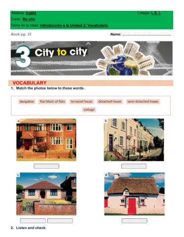 Class 26: CITY TO CITY - Vocabulary