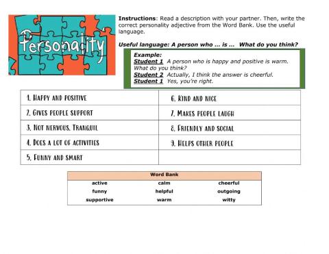 Personality Adjectives