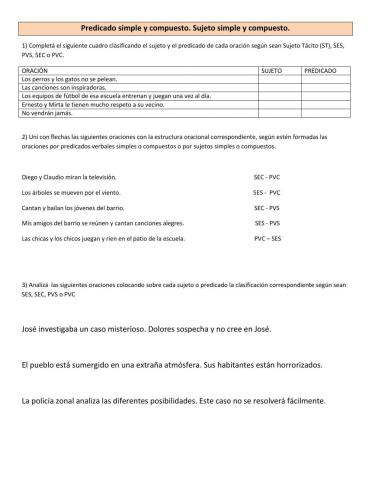 Sujeto y predicado, simples o compuestos