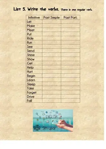 Lista de verbos irregulares 5