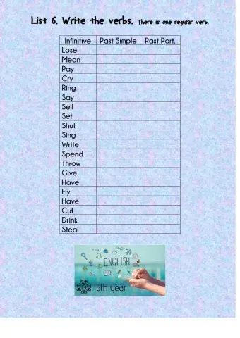 Lista de verbos irregulares 6