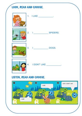 Animals likes and dislikes