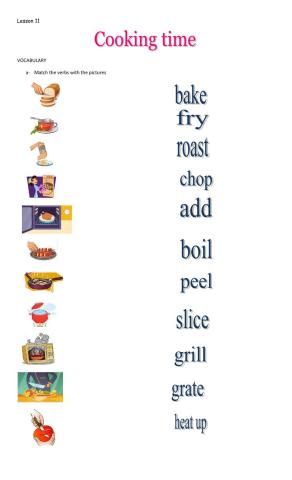 Cooking verbs vocabulary