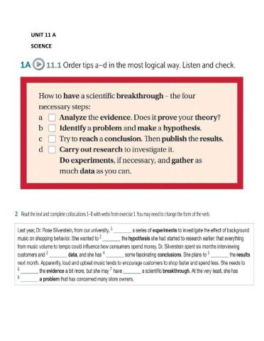 I 8 Unit 11A Vocabulary