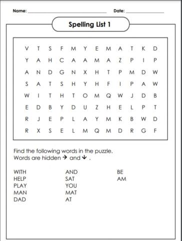 Spelling Word Search 1