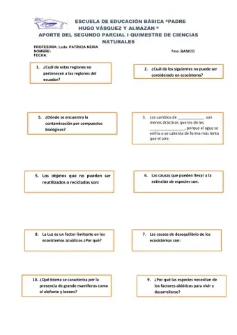 Taller de Ciencias Naturales 7mo.