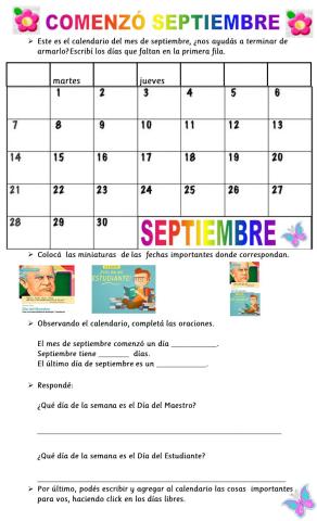 Calendario septiembre
