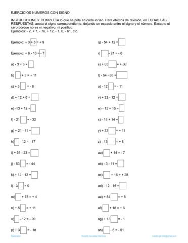 Sumas de números con digno