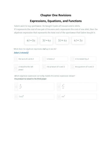 Expressions and order of operations