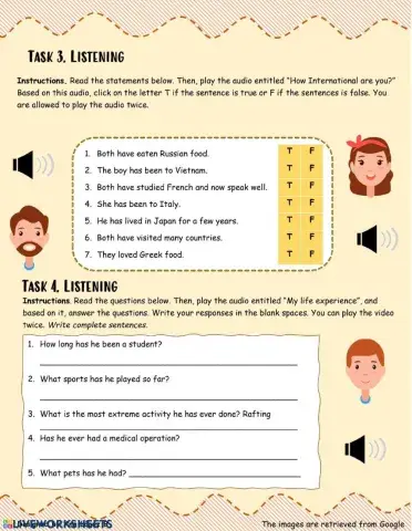 Present Perfect Listening - Speaking