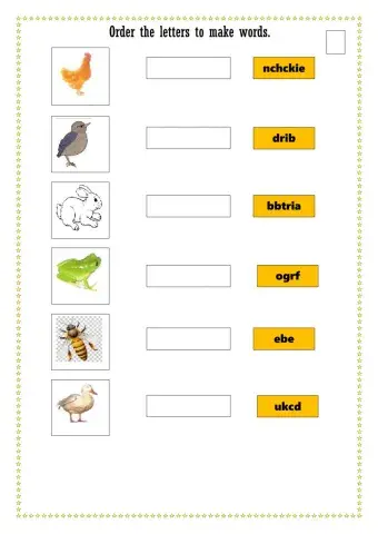 Order the letters to make words